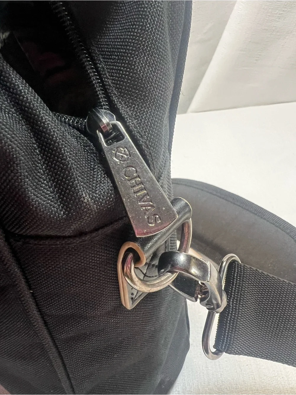 Civas Black Men's Vertical Messenger Bag with Leather Trim